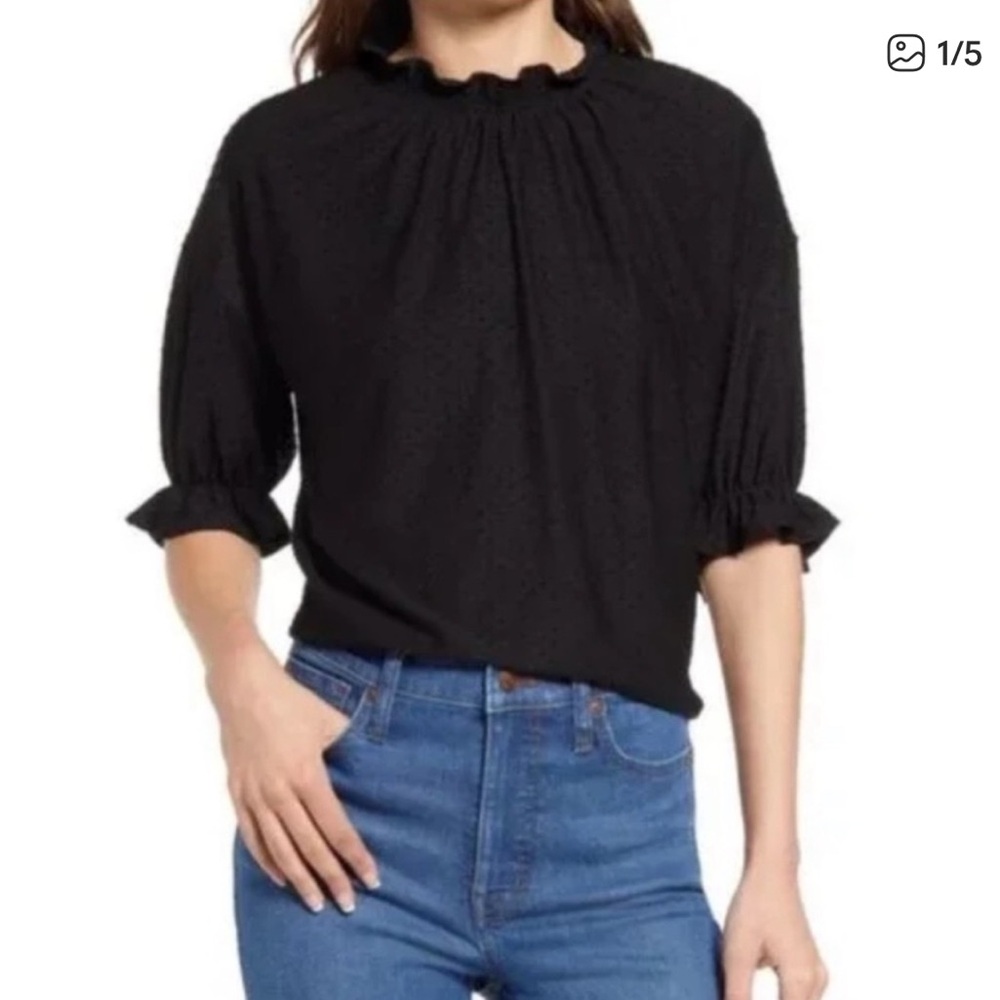 Madewell Texture & Thread Clip Dot Ruffle Top - Picture 4 of 7